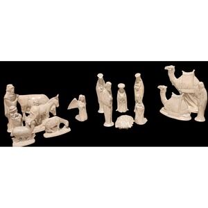 VTG Byron Molds 1973 Pearl White Iridescent Nativity Ceramic 16 Scene Set